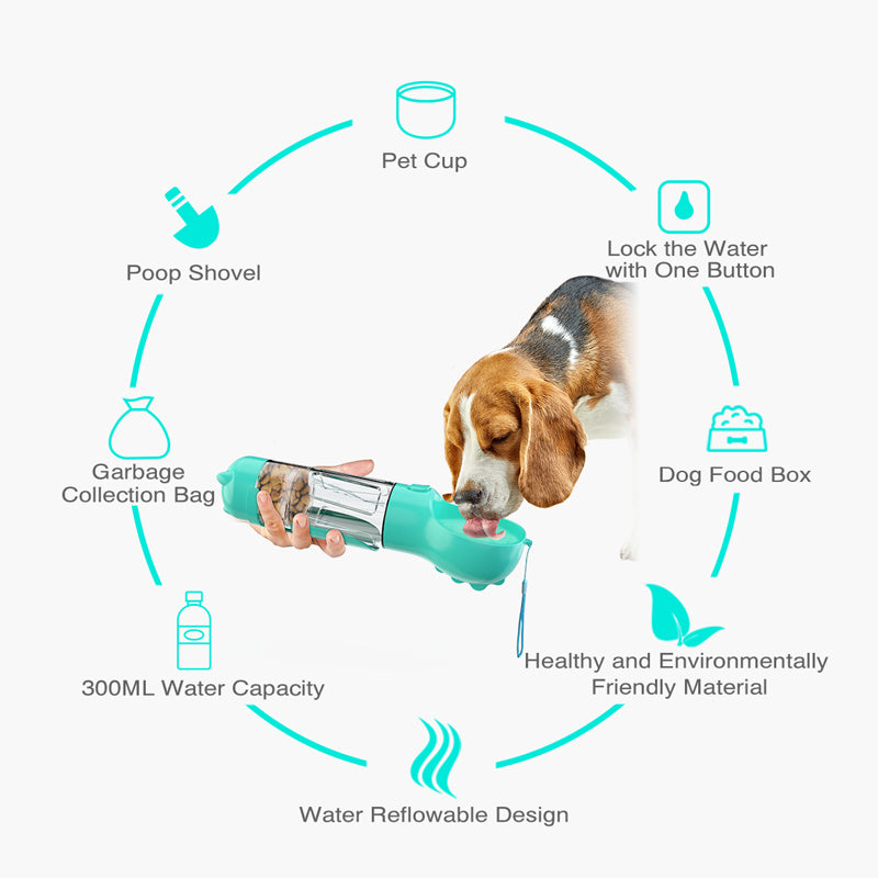 Portable Pet Water Bottle Feeder Outdoor Travel 3 In 1 Dog Water Bottle