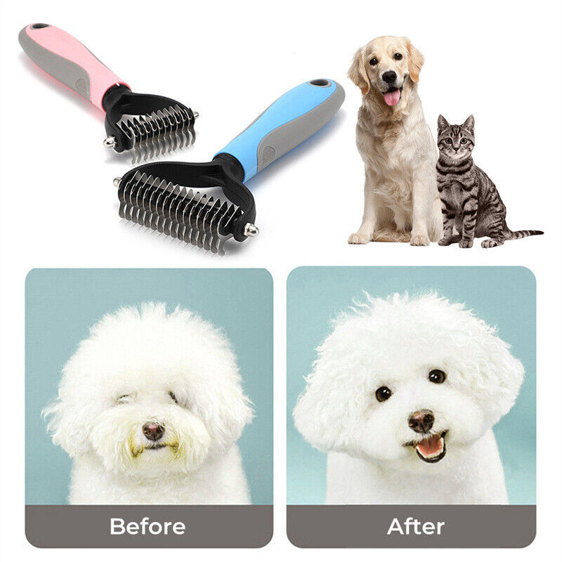 Dual-Sided Pet Grooming Brush for Dogs and Cats – Dematting, Shedding, & Fur Removal