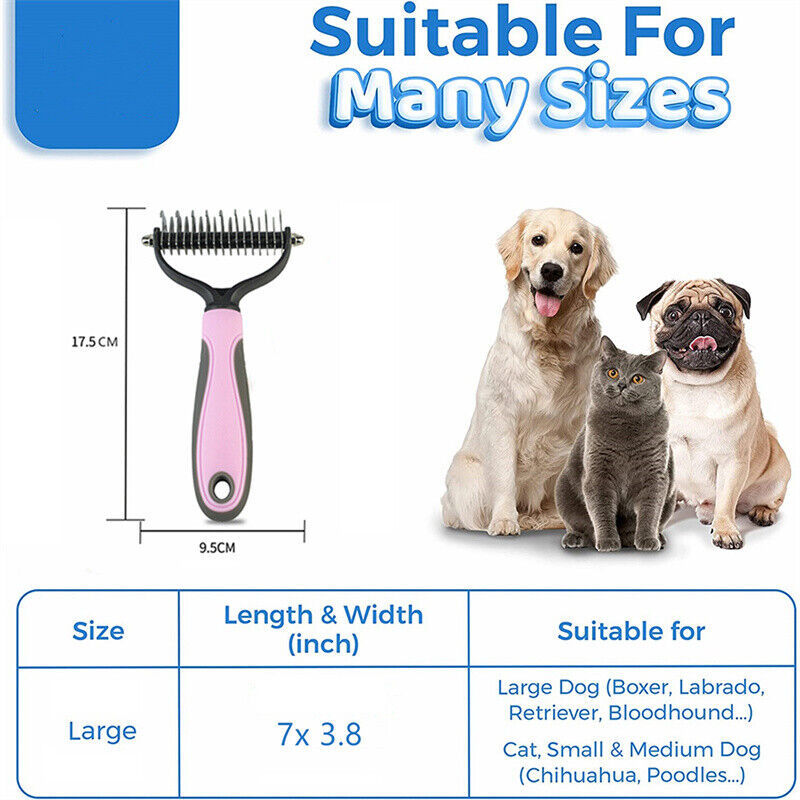 Dual-Sided Pet Grooming Brush for Dogs and Cats – Dematting, Shedding, & Fur Removal