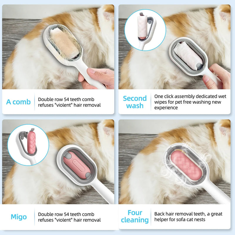 4-in-1 Cat Hair Brush With Water Tank - Grooming Comb for Cats & Dogs