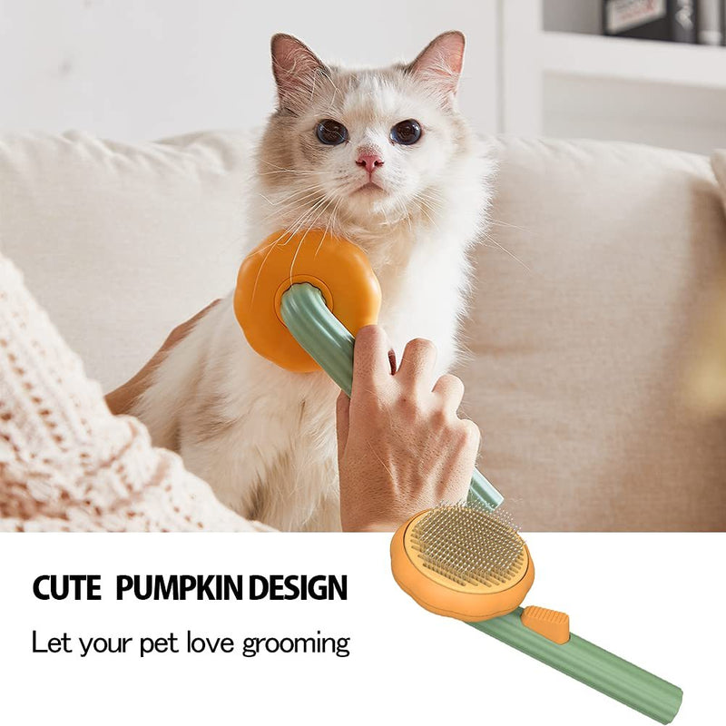 Pet Pumpkin Grooming Brush – Self-Cleaning Slicker Brush for Dogs, Cats & Rabbits