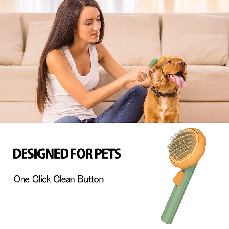 Pet Pumpkin Grooming Brush – Self-Cleaning Slicker Brush for Dogs, Cats & Rabbits