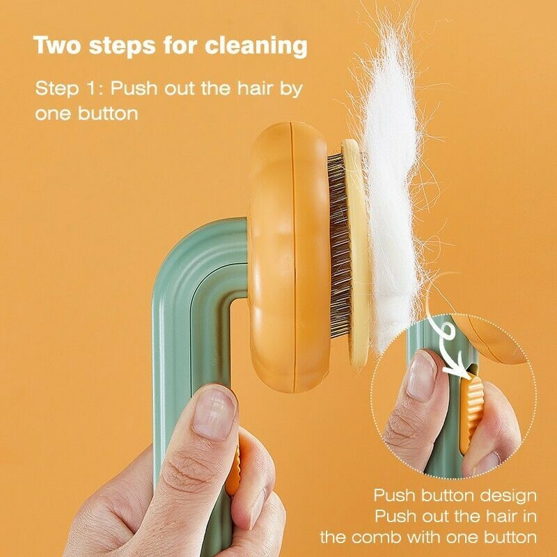 Pet Pumpkin Grooming Brush – Self-Cleaning Slicker Brush for Dogs, Cats & Rabbits