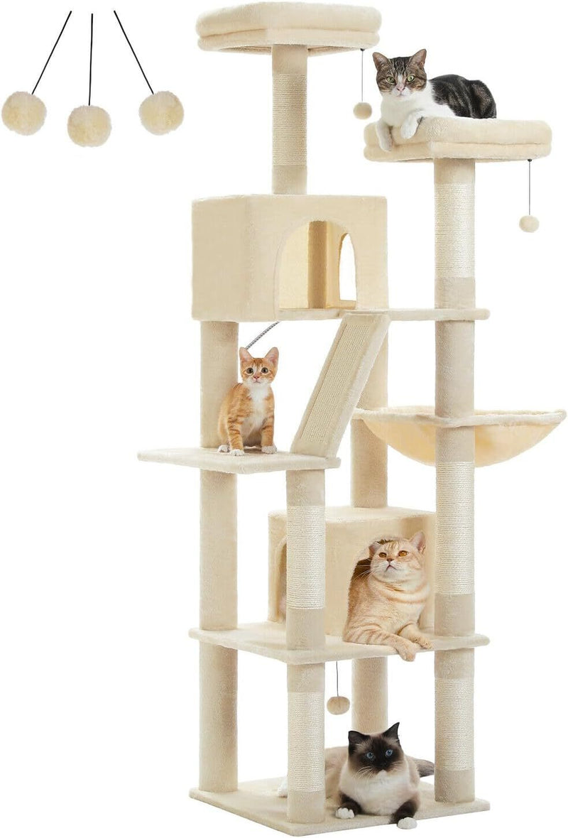 PAWZ Road 180cm Large Cat Tree with Scratching Posts & 2 Perches for Multiple Cats