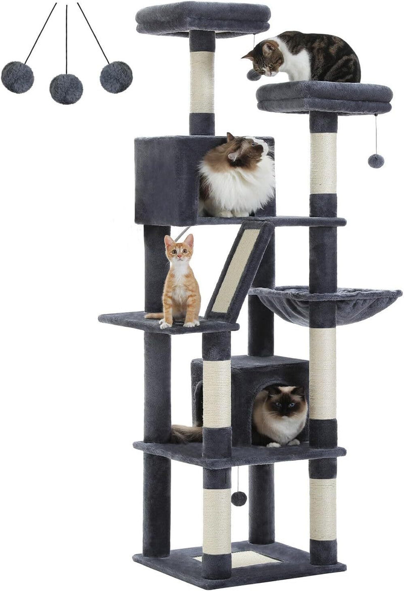 PAWZ Road 180cm Large Cat Tree with Scratching Posts & 2 Perches for Multiple Cats