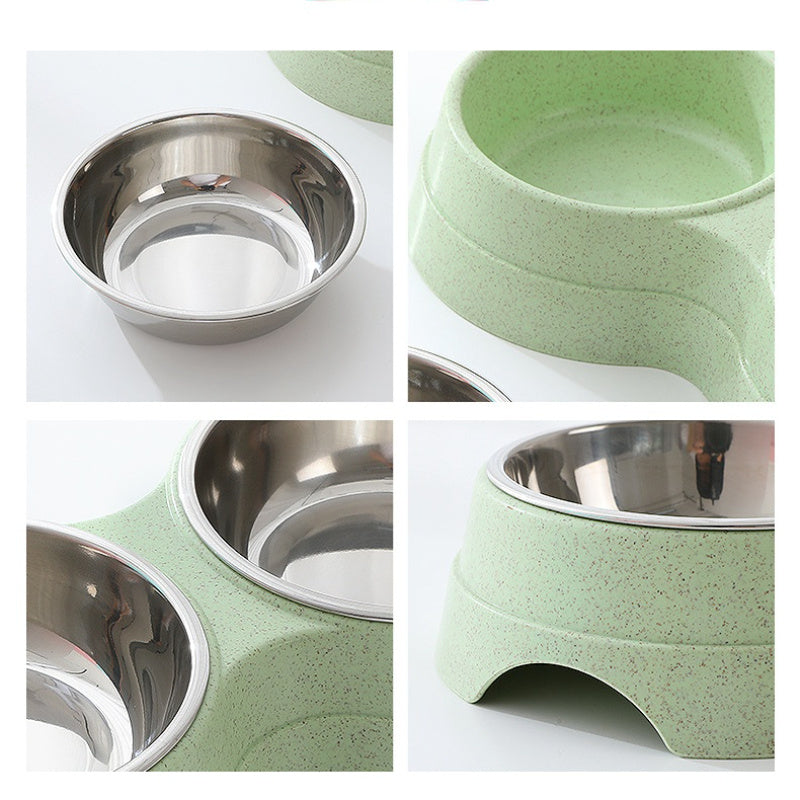 Double Pet Bowls – Stainless Steel Food and Water Feeder for Dogs and Cats