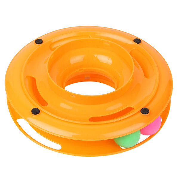 3 Level Cat Ball Toy Track Tower - Interactive Cat Toys