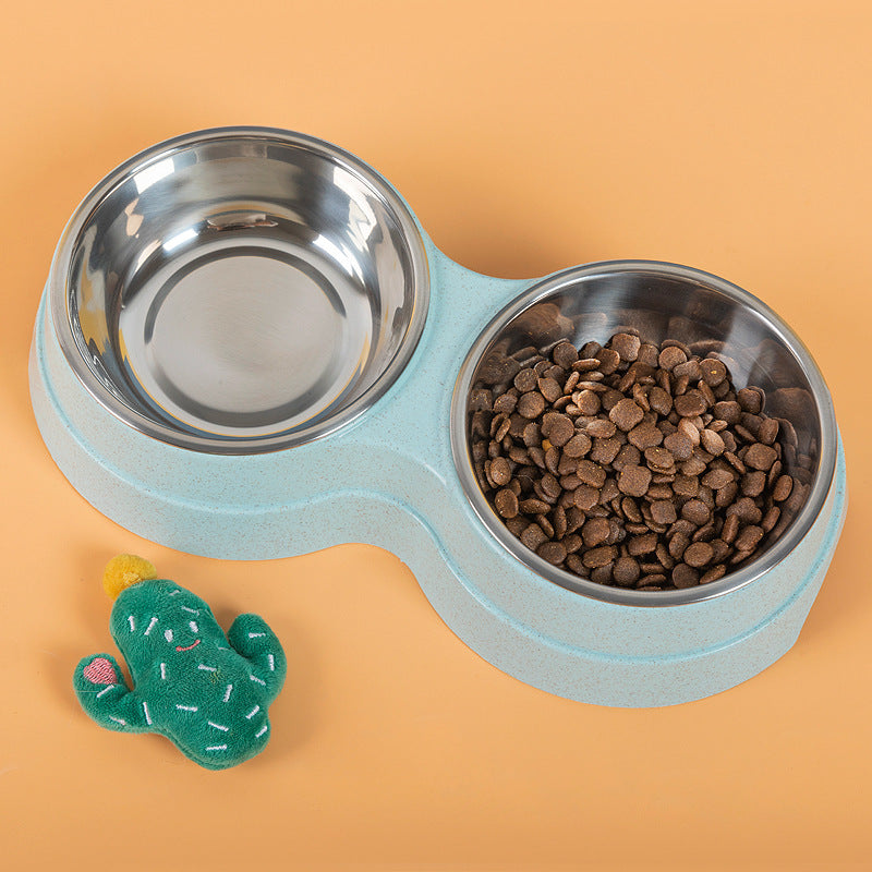 Double Pet Bowls – Stainless Steel Food and Water Feeder for Dogs and Cats