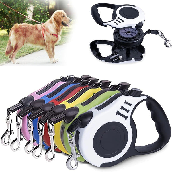 Adjustable Nylon Retractable Dog Leash - Pet Leashes