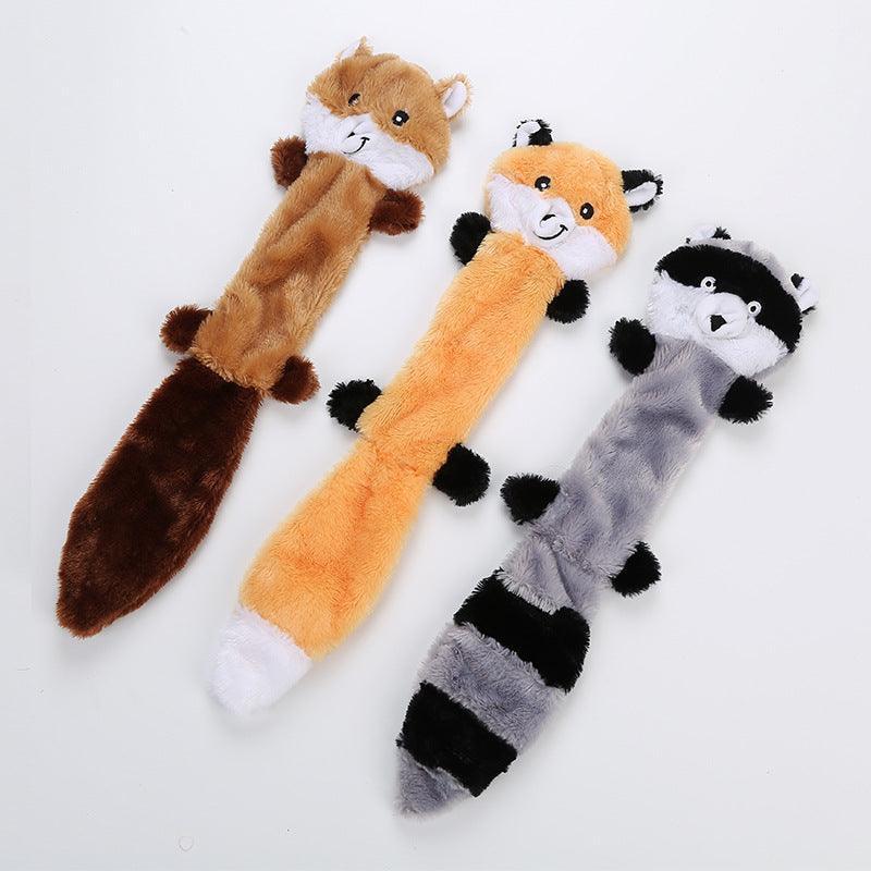 Plush Squeaky Pet Toy for Dogs & Cats – Fox, Raccoon, Squirrel - Bingo Binky