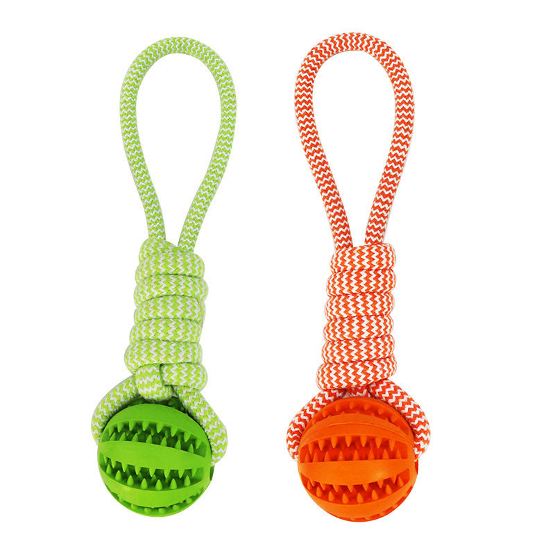 Dog Treat Dispenser Toy Ball with Rope - Pet Chew Toys