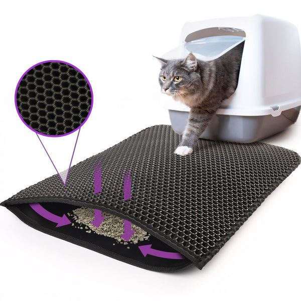 Kitty Cat Litter Mat – Waterproof Double Layer Honeycomb Non-Slip Litter Catcher for Cats