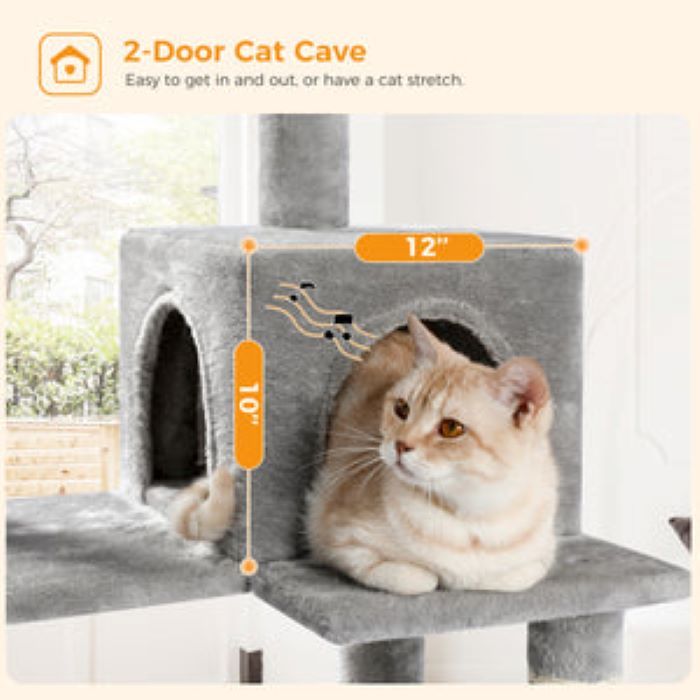 56.3-Inch Indoor Cat Tree – Multi-Level Tower for Large Cats