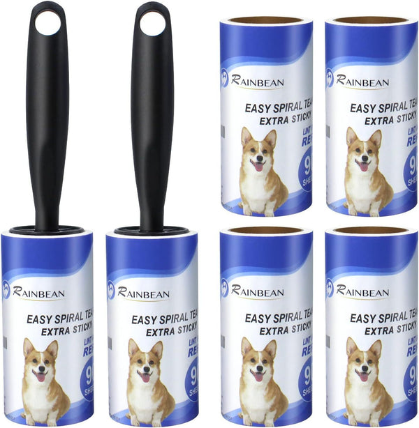 RAINBEAN Lint Rollers for Pet Hair – Extra Sticky Lint Remover with 6 Refills